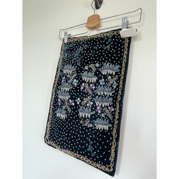 MANGAL EXPORTS dark green beaded India throw pillow decorative sham - Picture 2 of 5